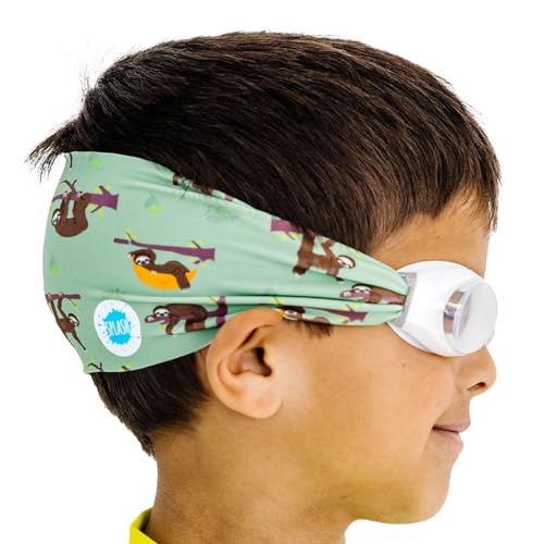 Splash Place KIDS SWIM GOGGLES with Fabric Strap - HANG LOOSE |Tangle-Free, Swimming Goggles for Kids, Comfy Fabric Strap Goggles - Image 1