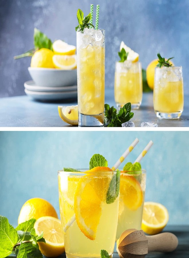 Whaline شعيرات ورقية ليمون 200 قطعة من واهلين صفراء وخضراء قابلة للاستخدام لمرة واحدة بنمط موجي مخطط لشرب المشروبات، مصنوعة بشكل جيد لحفلات استقبال المواليد وزفاف الزينة لربيع وصيف الأحداث والفعاليات. - Image 3