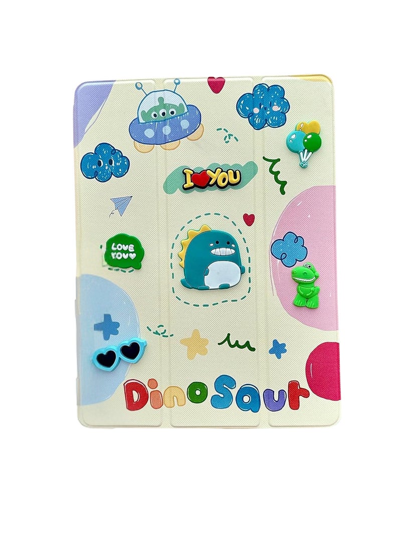 Ecosystem iPad Case, 3D Cartoon Silicon Flip Cover with Pencil Holder, Compatible with iPad Air 4\5\6 air 11 2024 pro 10.9\11, Kids Design - Image 1