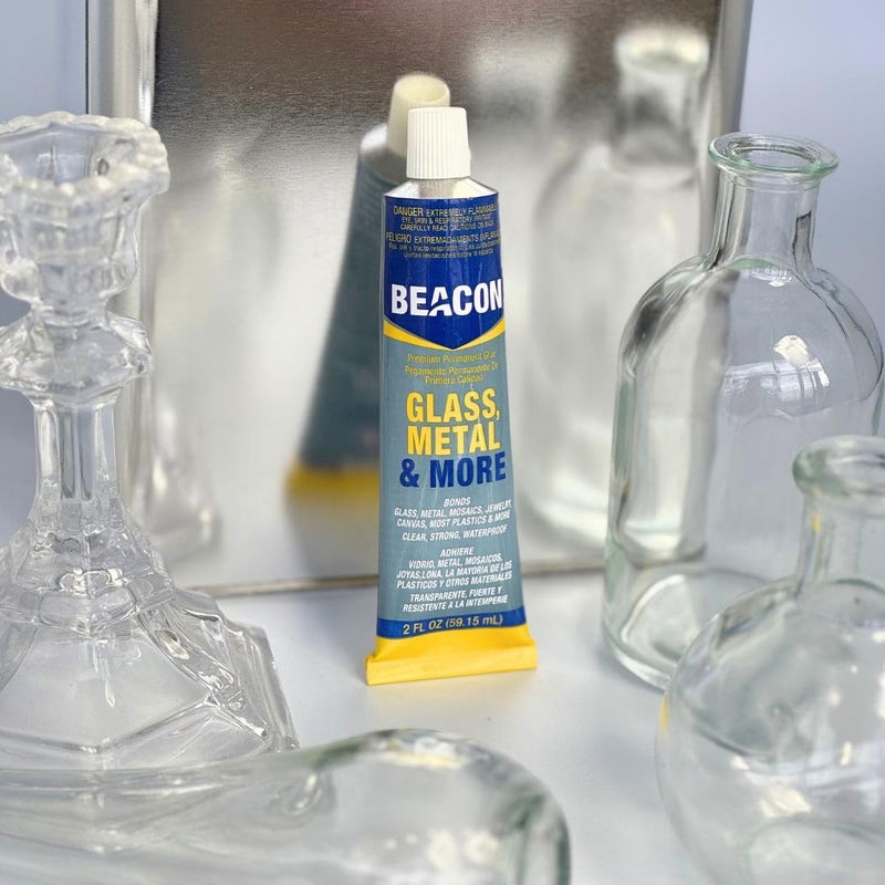 Beacon بيكون زجاج، معدن وأكثر - غراء دائم متميز للمجوهرات، المشاريع الخارجية وأكثر - يربط الزجاج، المعدن، البلاستيك بفعالية، مقاوم للعوامل الجوية، يجف شفاف، 2 أونصة - Image 2
