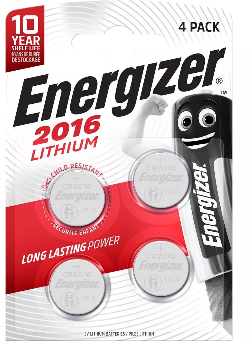 Energizer Energizer 2016 Lithium Coin Battery, 4 Pack 