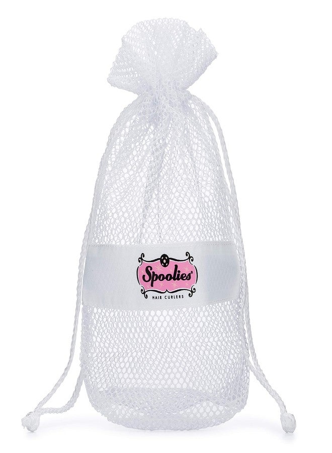Spoolies Hair Curlers Mesh Travel Bag, Toiletry Bag for Curling Rollers, Hair Accessories Storage, Drawstring, White - Image 1