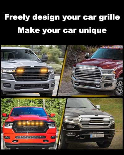 OKLSG LED Grill Lights for Dodge Ram 2025 2024-2019 Grille Raptor Lights Ram 1500 2500 3500 Accessories Front Grille Trims,4pcs (Yellow) - Image 4
