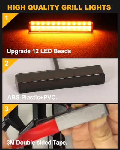 OKLSG LED Grill Lights for Dodge Ram 2025 2024-2019 Grille Raptor Lights Ram 1500 2500 3500 Accessories Front Grille Trims,4pcs (Yellow) - Image 3