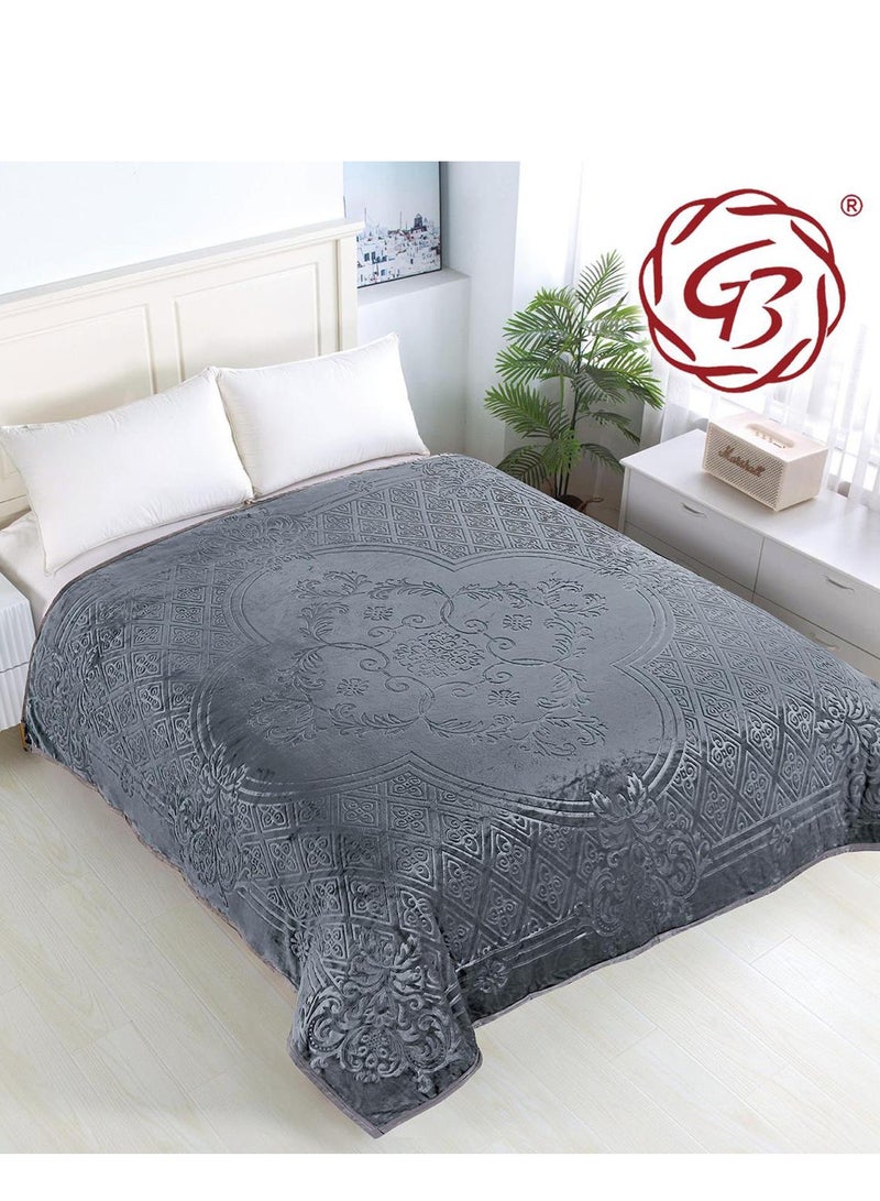 GB Embossed  Flannel Fleece Blanket Travel Blanket for Bed and Sofas Luxurious Warm and Comfortable Size 220*240 - Image 1