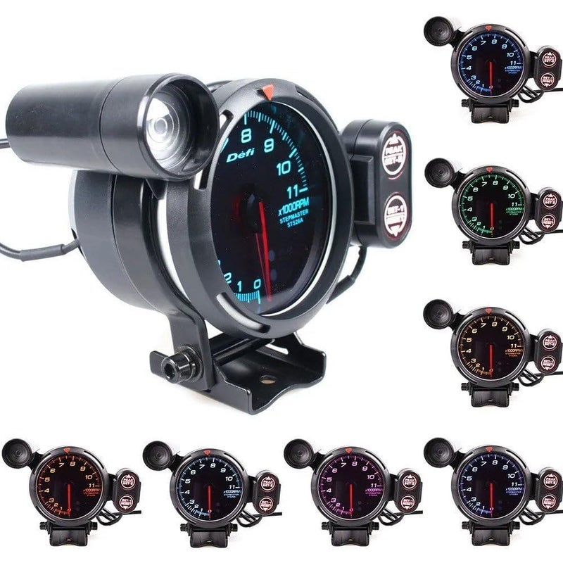 AUTO MT RPM Tachometer Defi Style Meter Racer Gauge with 7 Colour LED Light Digital Speedometer, - Image 1