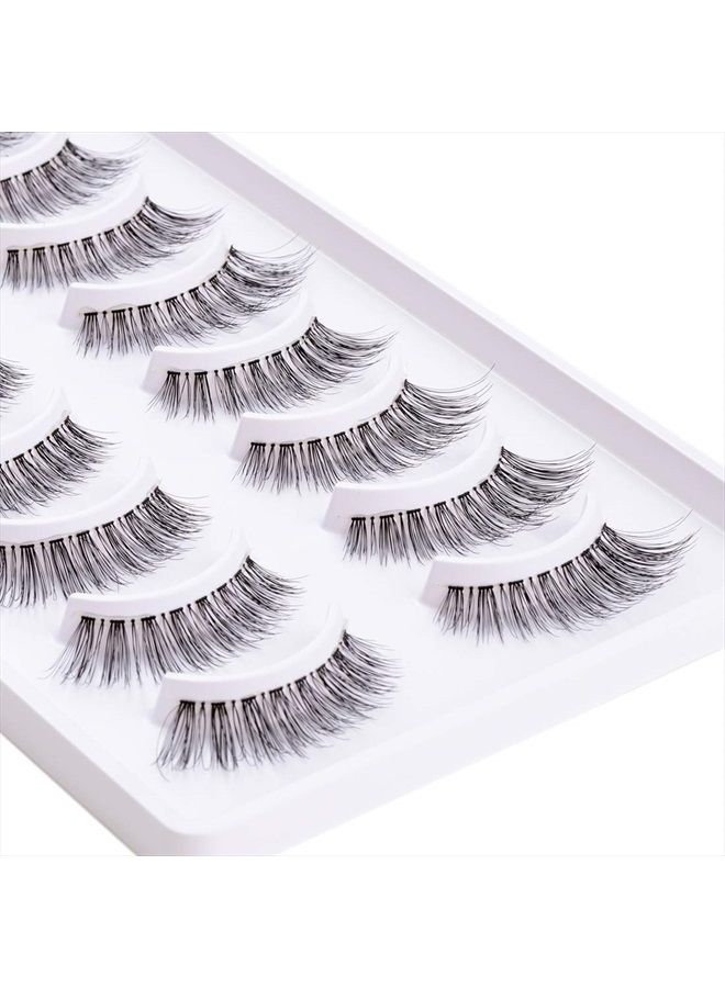 EMEDA رموش صناعية بمظهر طبيعي 10 أزواج شريط غير مرئي 3D ديمي ويسبي 12 مم رموش مزيفة متوسطة للوجه الصغير رموش يدوية الصنع 100% رموش ناعمة شريط شفاف رموش عبوة واحدة نمط 005 - Image 3