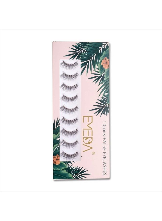 EMEDA رموش صناعية بمظهر طبيعي 10 أزواج شريط غير مرئي 3D ديمي ويسبي 12 مم رموش مزيفة متوسطة للوجه الصغير رموش يدوية الصنع 100% رموش ناعمة شريط شفاف رموش عبوة واحدة نمط 005 - Image 1