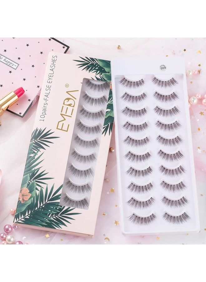 EMEDA رموش صناعية بمظهر طبيعي 10 أزواج شريط غير مرئي 3D ديمي ويسبي 12 مم رموش مزيفة متوسطة للوجه الصغير رموش يدوية الصنع 100% رموش ناعمة شريط شفاف رموش عبوة واحدة نمط 005 - Image 5