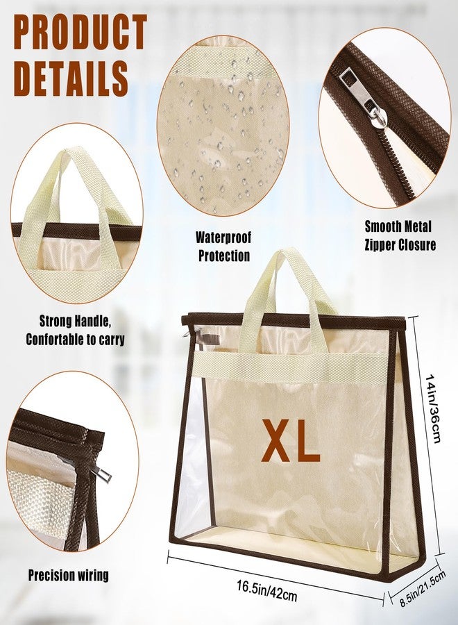 Cabaubl 2 Pack XL Size Clear Handbag Storage Organizer Dust Cover Bags, Handbag Dust Bags, Clear Purse Storage Organizer for Closet, with Zipper and Handle - Image 2