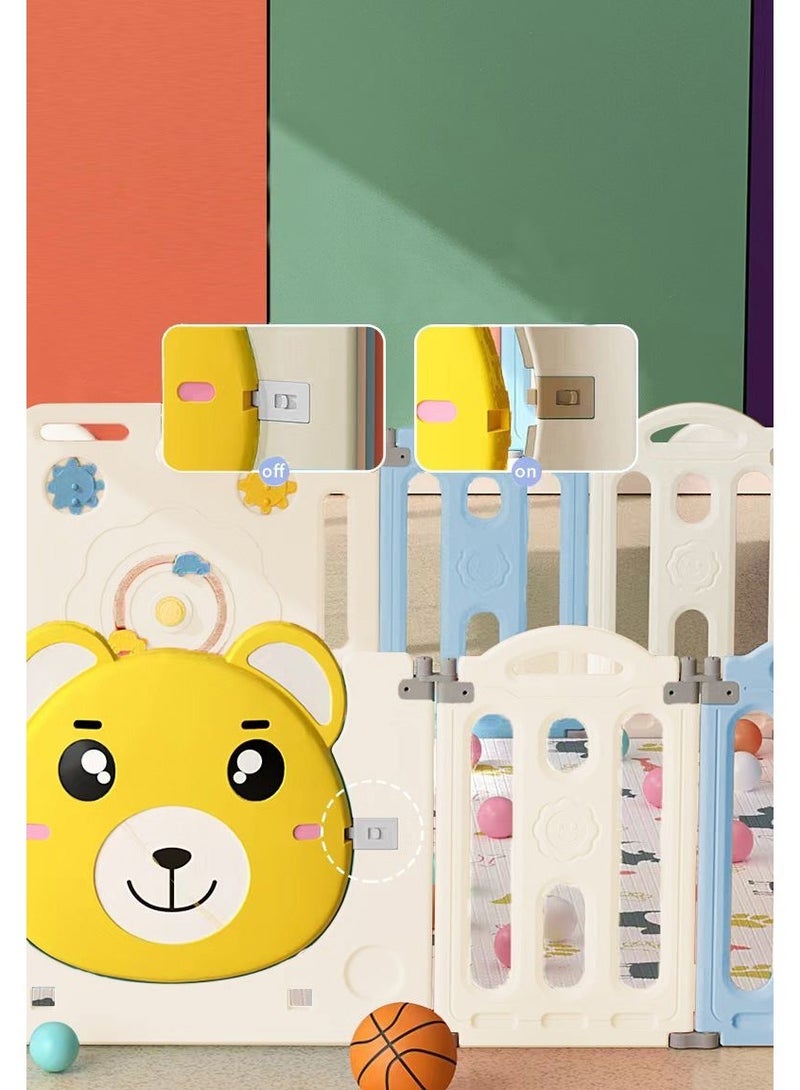 فول جوي ساحات لعب محمولة، حظيرة لعب للأطفال، سياج كرات، أسوار قابلة للطي للزحف مع حلقة كرة سلة ,148*115*62 سم - Image 3