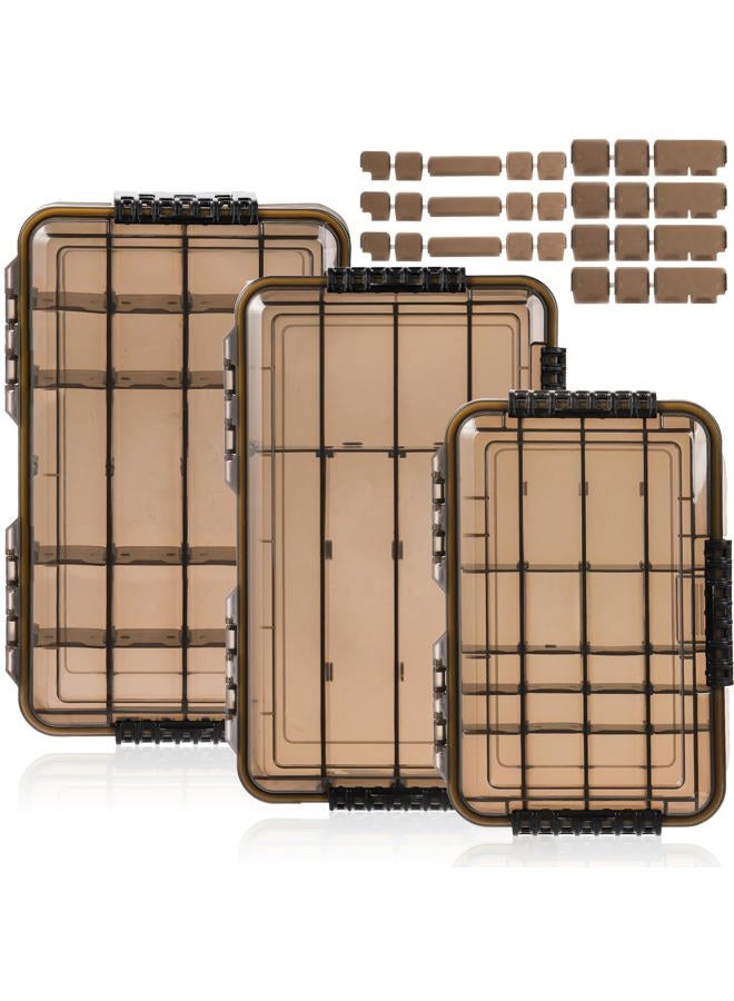 Noamus 3 Pack Fishing Tackle Boxes, 3600 3700 Tray Storage Box, Waterproof Plastic Container with Adjustable Divider, Tea-Colored Floating Snackle Lure Organizer for Saltwater Freshwater - Image 1