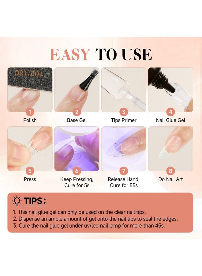 UNA GELLA Soft Gel Nail Tips Gl Ue Gel Solid Nail Gl Ue Gel 40Ml Lamp Curing Needed Soak Off G Lue Strong Nail Gl Ue Gel For Acrylic Nails Extension Fake Nail Tips Press On Nails For Gel Jelly Tips - Image 5