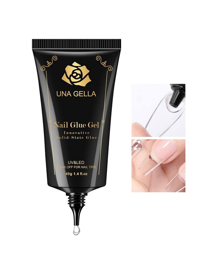 UNA GELLA Soft Gel Nail Tips Gl Ue Gel Solid Nail Gl Ue Gel 40Ml Lamp Curing Needed Soak Off G Lue Strong Nail Gl Ue Gel For Acrylic Nails Extension Fake Nail Tips Press On Nails For Gel Jelly Tips - Image 1