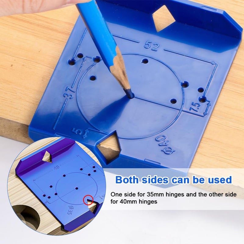 Serplex طقم أدوات تثبيت المفصلات المخفية ®، بت حفر فورستنر 35 مم، قالب مفصلات، قاعدة دليل الحفر ومفتاح سداسي، أداة نجارة لتركيب خزائن المطبخ - Image 4