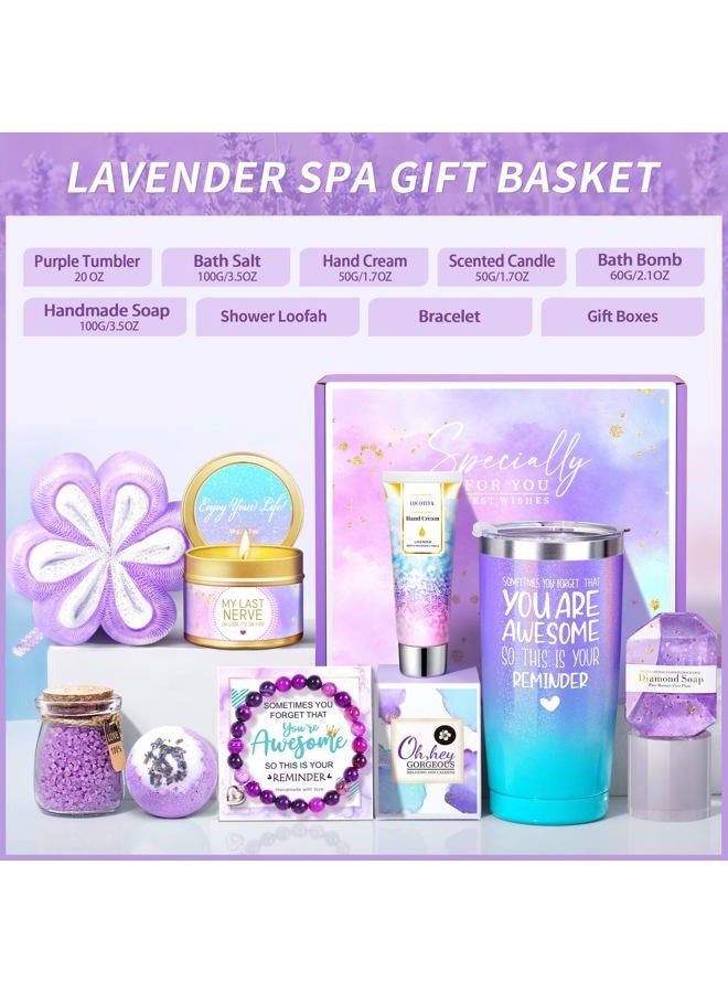 LUCOTIYA هدايا عيد الميلاد للنساء، هدايا عيد الميلاد للنساء، أخت، زوجة، معلمة، مجموعة هدايا العناية باللافندر 9 قطع، هدايا الشفاء العاجل للنساء، هدية أفكر فيك، مجموعات هدايا عيد الميلاد لها - Image 2