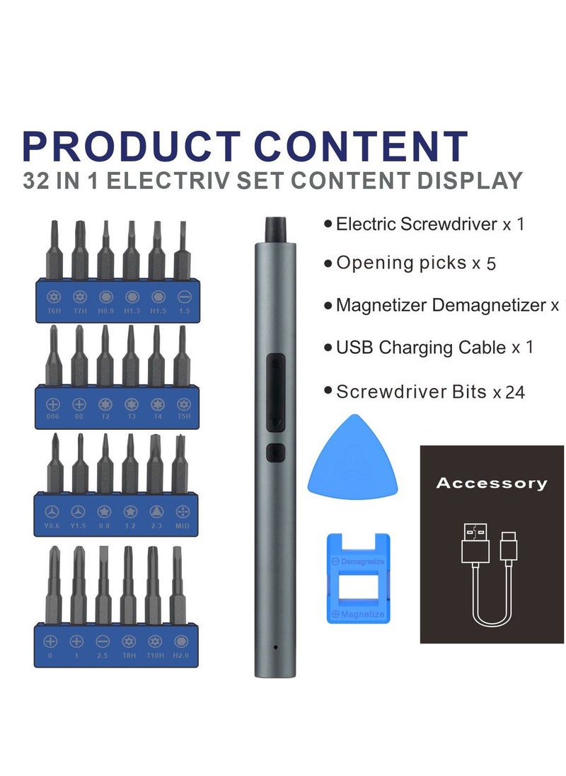 ATOUR Electric Screwdriver Set 32 in 1 with S2 Bits and Type-C Charging, Portable Design for Phones, Laptops, Cameras  - Image 2