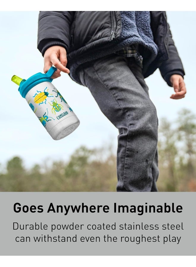 CAMELBAK زجاجة كاملباك إيدي+ للأطفال سعة 12 أونصة، مصنوعة من الفولاذ المقاوم للصدأ المعزول مع غطاء قشة - مانعة للتسرب عند الإغلاق، حشرات! - Image 2