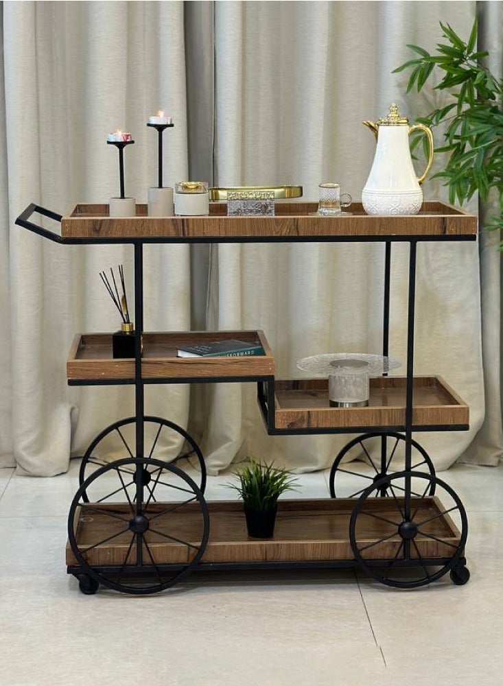 alimforyou 4-story brown wooden bicycle with wheels, size 100*85*40 cm - Image 3
