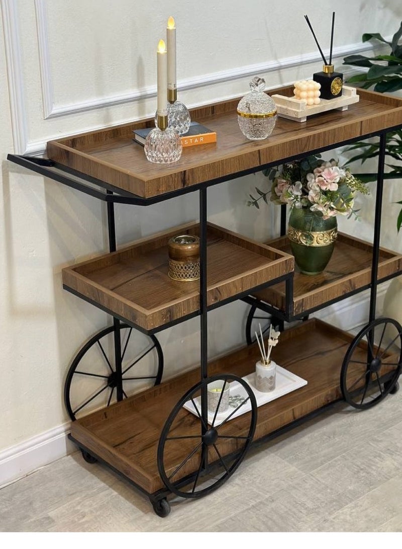 alimforyou 4-story brown wooden bicycle with wheels, size 100*85*40 cm - Image 2