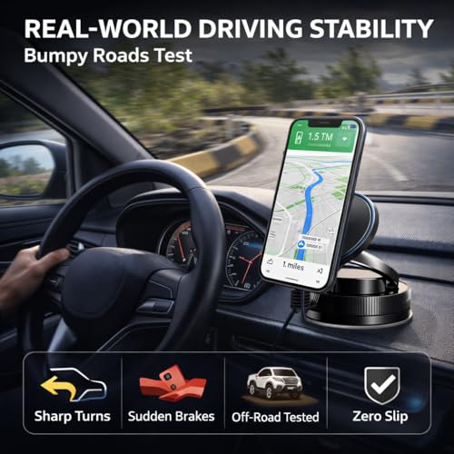 Mizi 2025 Mag-Safe Car Phone Mount – Super Strong Suction + Magnetic Hold, 360° Adjustable – for iPhone 12-16 & All Phones – Use in Car, Gym, Mirror, Shower & More – Sleek & Secure – Black - Image 5