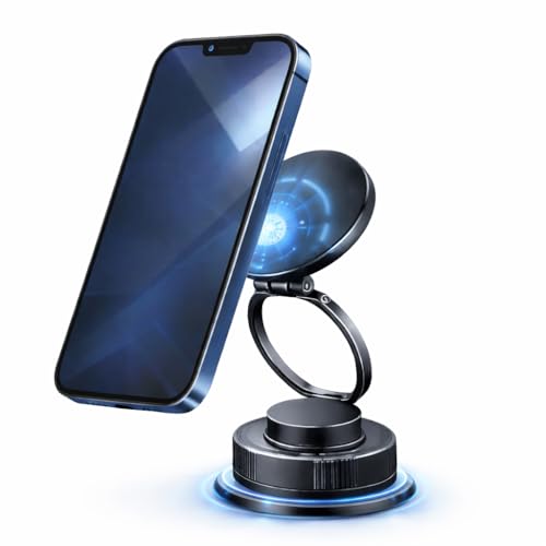 Mizi 2025 Mag-Safe Car Phone Mount – Super Strong Suction + Magnetic Hold, 360° Adjustable – for iPhone 12-16 & All Phones – Use in Car, Gym, Mirror, Shower & More – Sleek & Secure – Black - Image 1