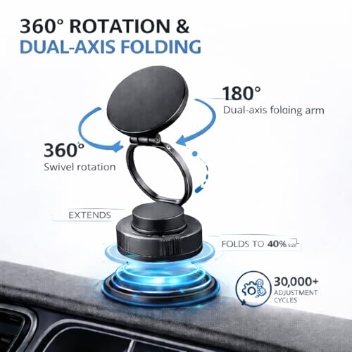 Mizi 2025 Mag-Safe Car Phone Mount – Super Strong Suction + Magnetic Hold, 360° Adjustable – for iPhone 12-16 & All Phones – Use in Car, Gym, Mirror, Shower & More – Sleek & Secure – Black - Image 2
