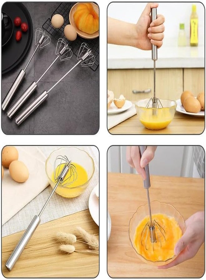 VIPREKHO Stainless Steel Whisks, Hand Push Whisk Blender Semi-Automatic Whisk Mixer Egg Milk Beater Milk Frother Rotating Push Whisk Mixer for Blending, Whisking, Beating & Stirring(1 Pcs) - Image 4