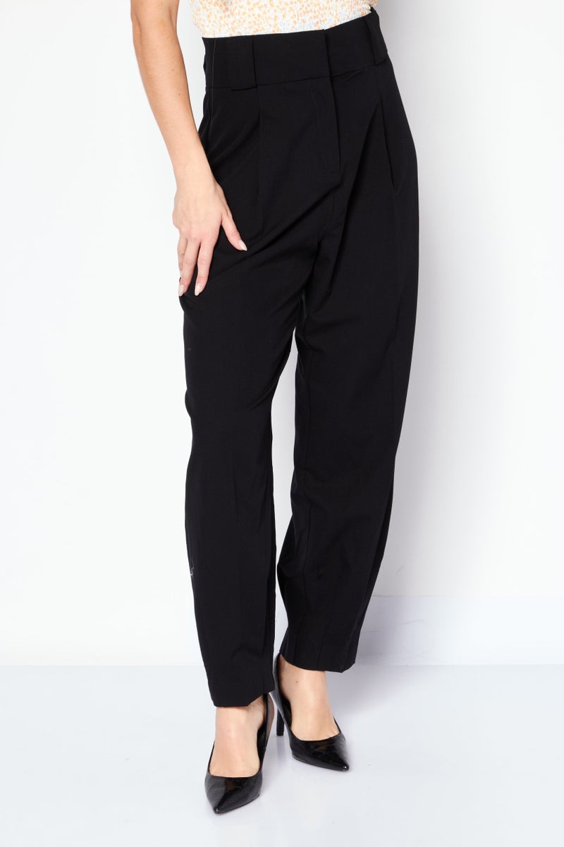 VERO MODA سروال نسائي فضفاض بطول 32 بوصة وقصة ضيقة، أسود - Image 1