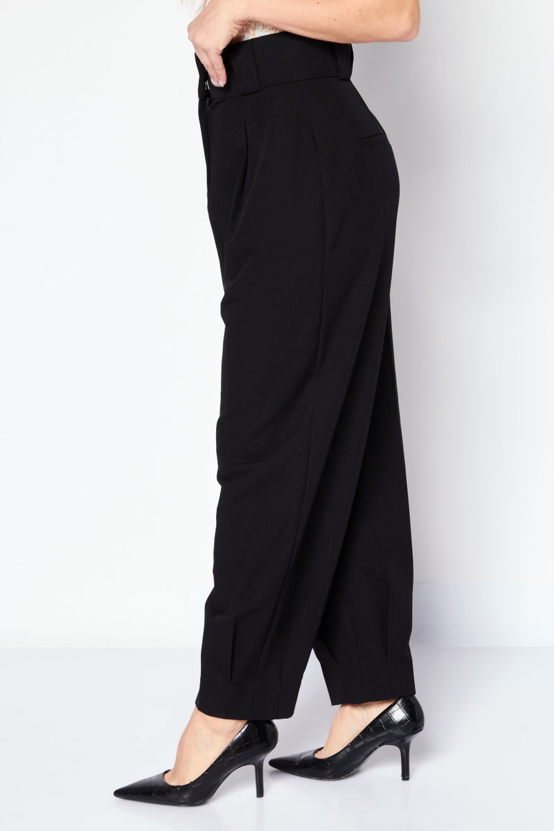 VERO MODA سروال نسائي فضفاض بطول 32 بوصة وقصة ضيقة، أسود - Image 3