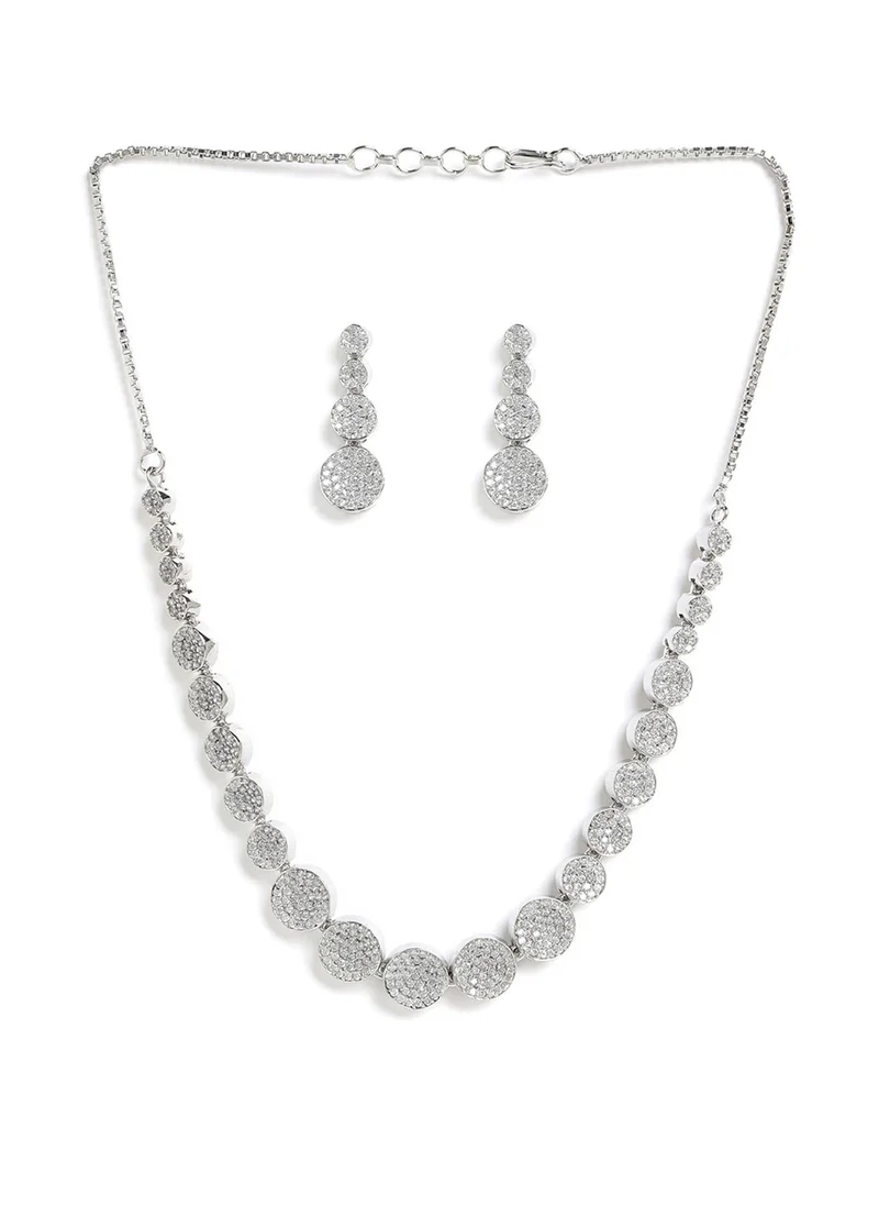 SOHI White AD-Studded Jewellery Set