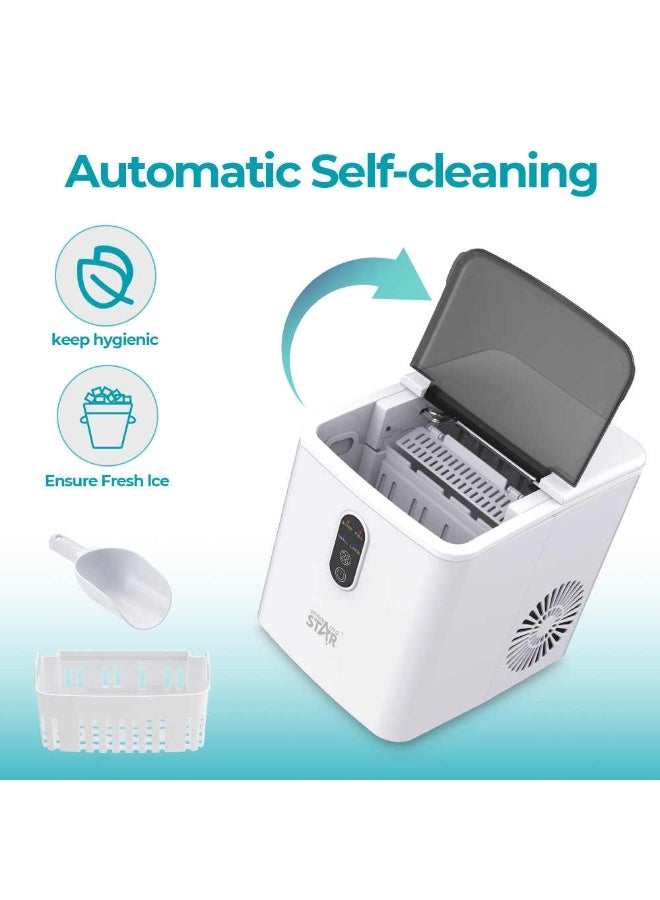 Winning Star WINNING STAR ST-9501 Countertop Ice Maker – Portable Nugget Ice Machine with 9 Ice Cubes in 6 Mins, 12KG/24H Output, Self-Cleaning, Low Noise & Adjustable Size – for Home, Camping & Outdoor Use  - Image 4