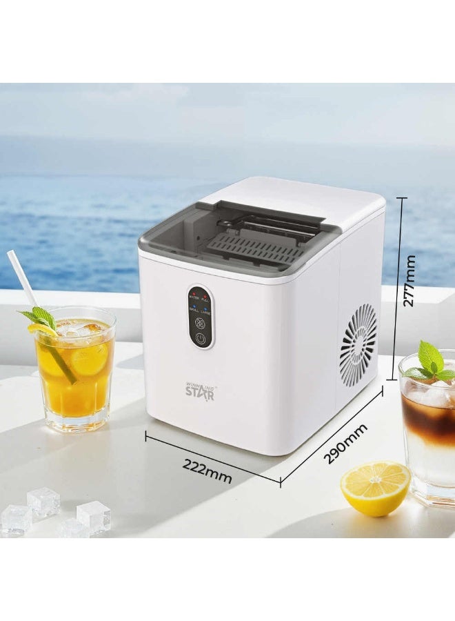 Winning Star WINNING STAR ST-9501 Countertop Ice Maker – Portable Nugget Ice Machine with 9 Ice Cubes in 6 Mins, 12KG/24H Output, Self-Cleaning, Low Noise & Adjustable Size – for Home, Camping & Outdoor Use  - Image 5