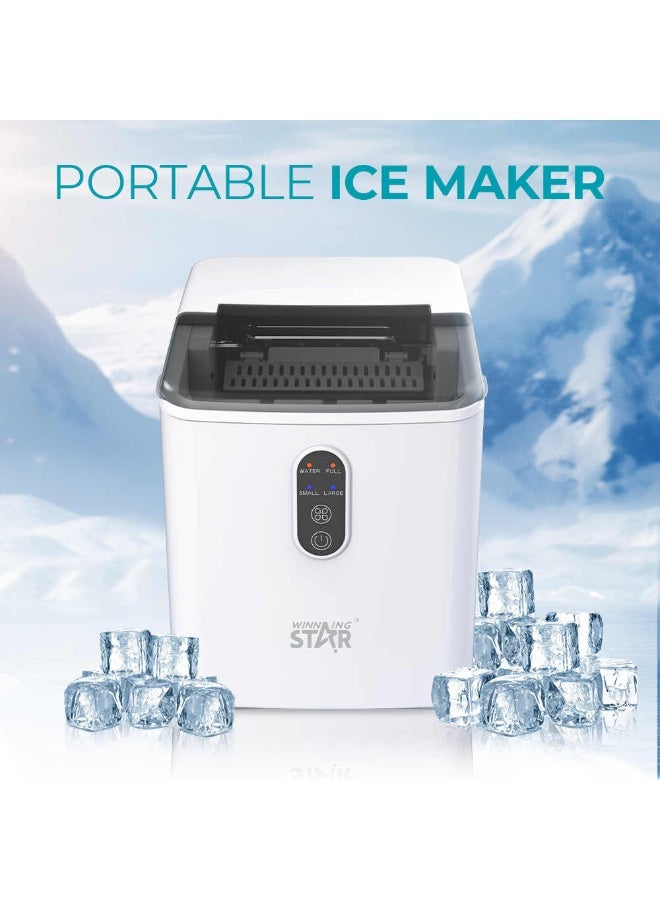 Winning Star WINNING STAR ST-9501 Countertop Ice Maker – Portable Nugget Ice Machine with 9 Ice Cubes in 6 Mins, 12KG/24H Output, Self-Cleaning, Low Noise & Adjustable Size – for Home, Camping & Outdoor Use  - Image 2