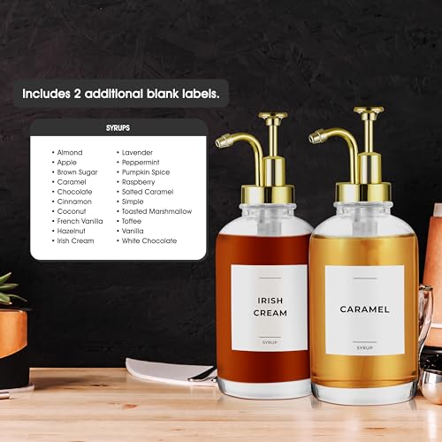 Spaceneat Coffee Syrup Labels for Bottles, Syrup Dispensers - 2.5" x 2.5" Waterproof & Durable PVC Stickers - Modern Coffee Bar Essentials for Home, Kitchen, Beverage Station - Minimalist White, 22pcs - Image 2