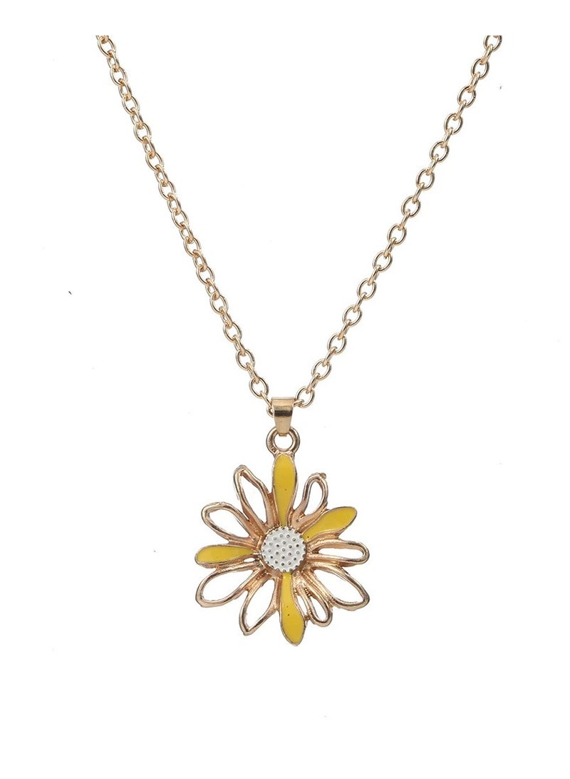 Goolsky قلادة باندنت زهرة الأقحوان القديمة - طوق هندسي مزخرف بالمينا، مجوهرات عصرية للنساء