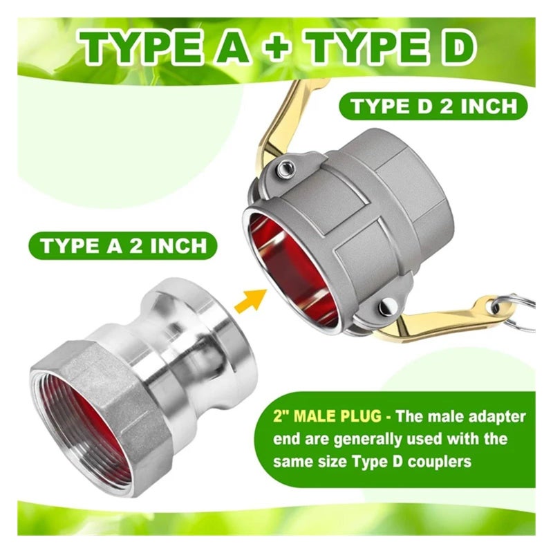 2 Inch Cam Groove Hose Fitting Kit With Cam Lock Type A And D Color As Shown - Image 4