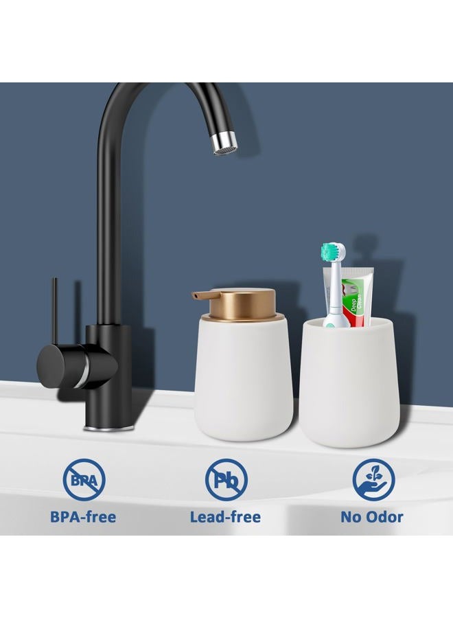 TOOZFO Soap Liquid Dispenser Ceramic with Easy-to-Press Pump Hand Liquid Dispenser for Shampoo Bathroom Kitchen 12 oz 2pcs - Image 3