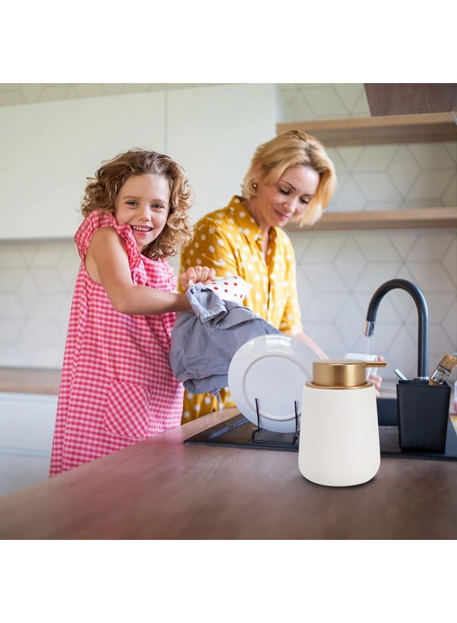 TOOZFO Soap Liquid Dispenser Ceramic with Easy-to-Press Pump Hand Liquid Dispenser for Shampoo Bathroom Kitchen 12 oz 2pcs - Image 4
