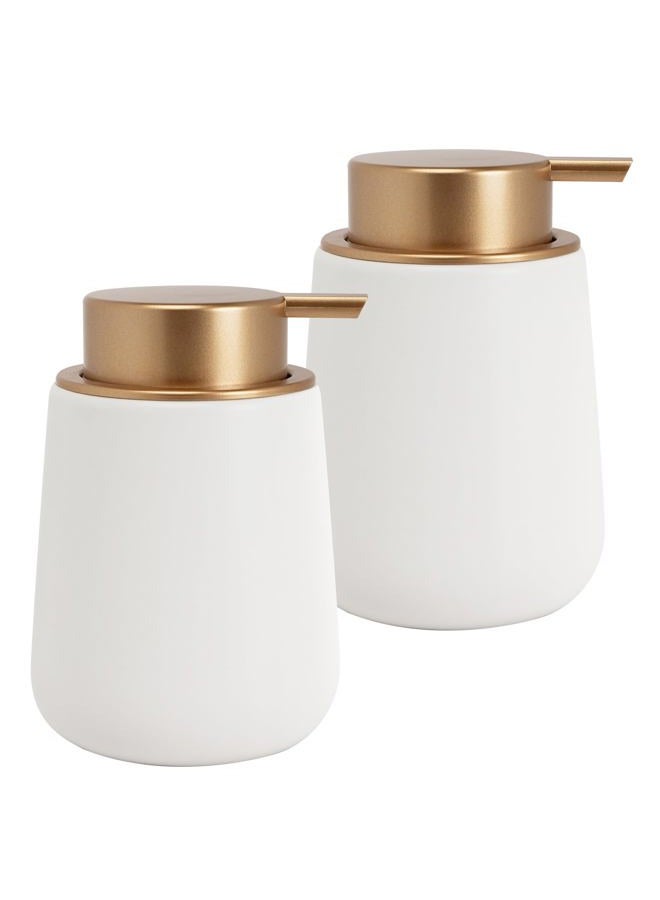 TOOZFO Soap Liquid Dispenser Ceramic with Easy-to-Press Pump Hand Liquid Dispenser for Shampoo Bathroom Kitchen 12 oz 2pcs - Image 1