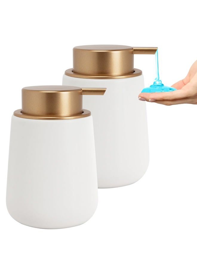 TOOZFO Soap Liquid Dispenser Ceramic with Easy-to-Press Pump Hand Liquid Dispenser for Shampoo Bathroom Kitchen 12 oz 2pcs - Image 2