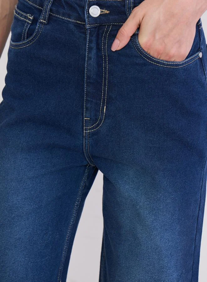 Styli Blue High Rise Wide Leg Jeans for Women | Best Price UAE