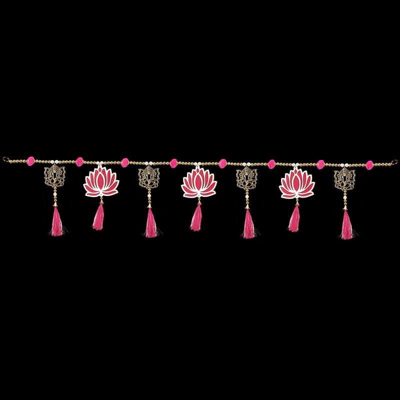 CREYENTES CREYENTES Handcrafted Lotus Toran Latkan With White Pearl And Tessel For Diwali New Year And All Festival Home Decoration Room Decor Lotus Toran 39 Inch  - Image 5