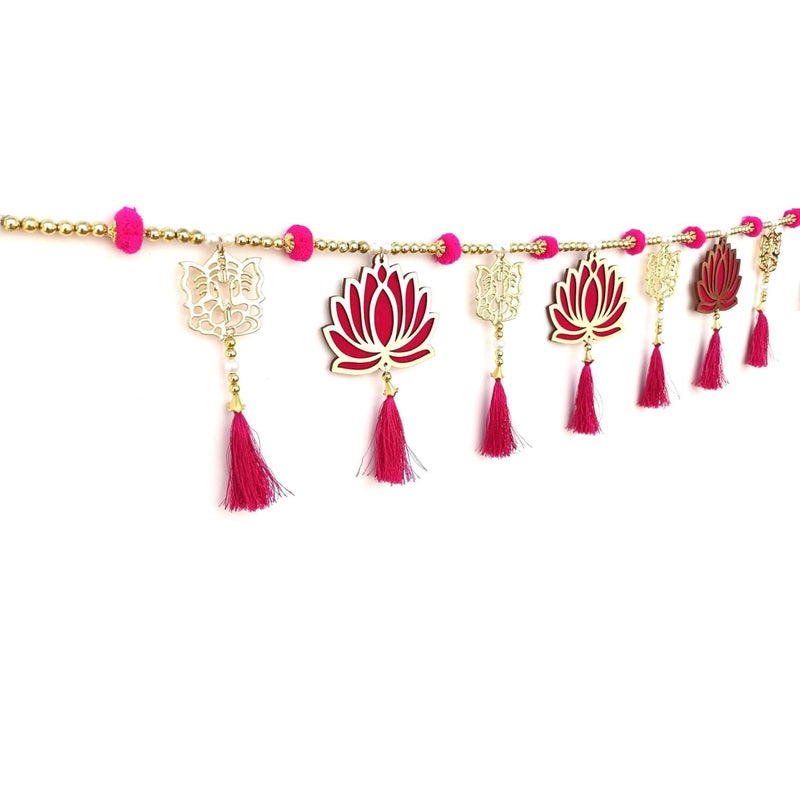 CREYENTES CREYENTES Handcrafted Lotus Toran Latkan With White Pearl And Tessel For Diwali New Year And All Festival Home Decoration Room Decor Lotus Toran 39 Inch  - Image 1