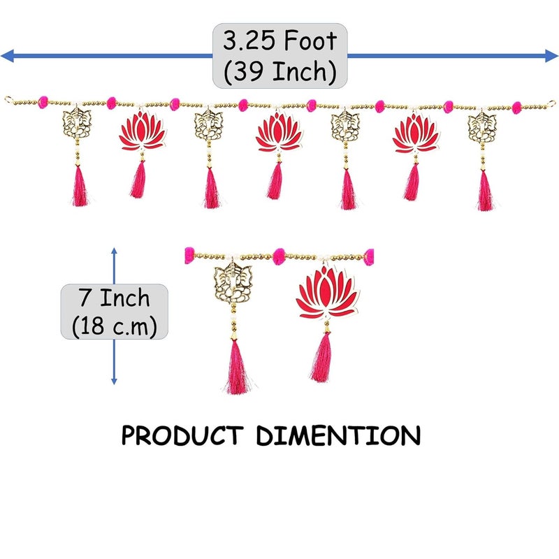 CREYENTES CREYENTES Handcrafted Lotus Toran Latkan With White Pearl And Tessel For Diwali New Year And All Festival Home Decoration Room Decor Lotus Toran 39 Inch  - Image 2
