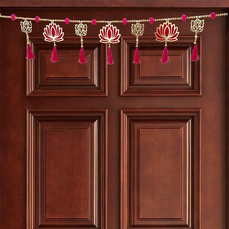CREYENTES CREYENTES Handcrafted Lotus Toran Latkan With White Pearl And Tessel For Diwali New Year And All Festival Home Decoration Room Decor Lotus Toran 39 Inch  - Image 3
