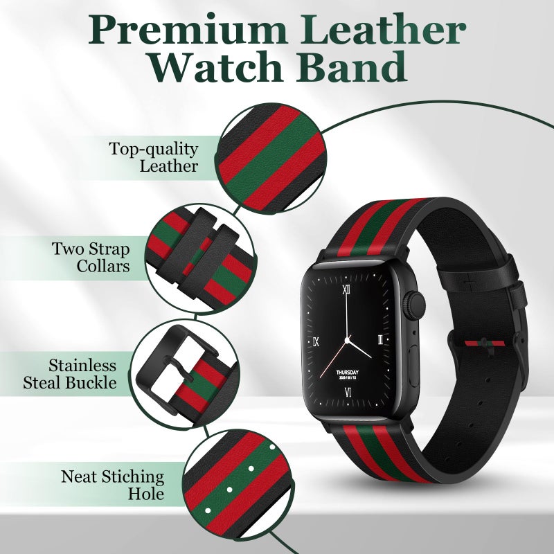 MOINSPIRE Designer Leather Bands for Women Men Compatible with Apple Watch 38mm 40mm 41mm 42mm(S10/11) Dressy Top Grain Genuine Luxury Leather Strap for iWatch Series SE Ultra 11/10/9/8/7/6/5/4/3/2/1 - Image 3