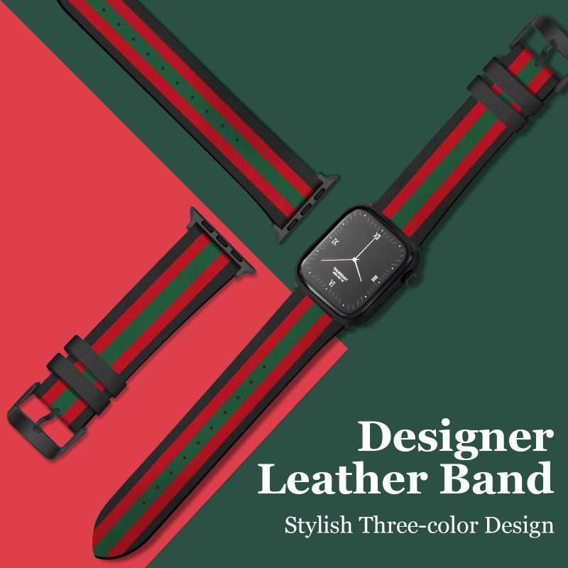 MOINSPIRE Designer Leather Bands for Women Men Compatible with Apple Watch 38mm 40mm 41mm 42mm(S10/11) Dressy Top Grain Genuine Luxury Leather Strap for iWatch Series SE Ultra 11/10/9/8/7/6/5/4/3/2/1 - Image 2