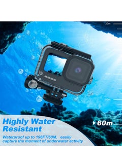 لينلي حقيبة غوص مقاومة للماء لكاميرا GoPro HERO 9/10/11/12 باللون الأسود، حماية تحت الماء حتى عمق 60 مترًا/196 قدمًا مع ملحقات حامل التثبيت لكاميرا HERO 12/11/10/9  - Image 3