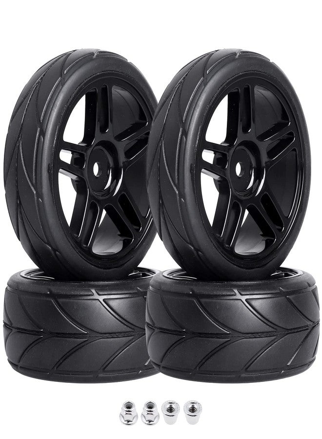 FriHobby Pre-Glued 12mm Hex 1/10 RC Touring Car Wheels & Tires for Traxxas 4-Tec 2.0 Tamiya TT02 TT01 1/14 Wltoys 144001 1/18 Latrax Teton SST Kyosho Fazer MK2 HPI, 4pcs - Image 1